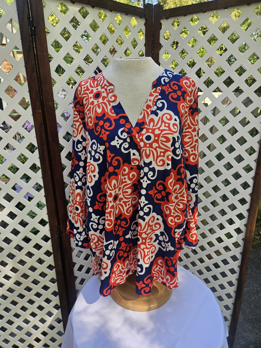 NWT Buckhead Betties Geometric Print Tunic Blouse, Size XXL